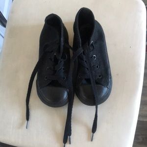 Toddler converse black high top, cute on boy or girl.